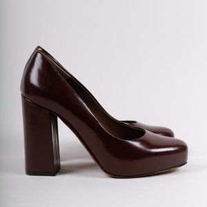 Marni Oxblood Block Heel Pumps